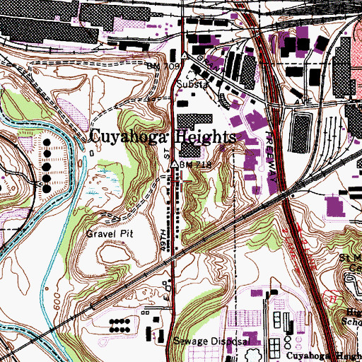Topographic Map of Village of Cuyahoga Heights, OH