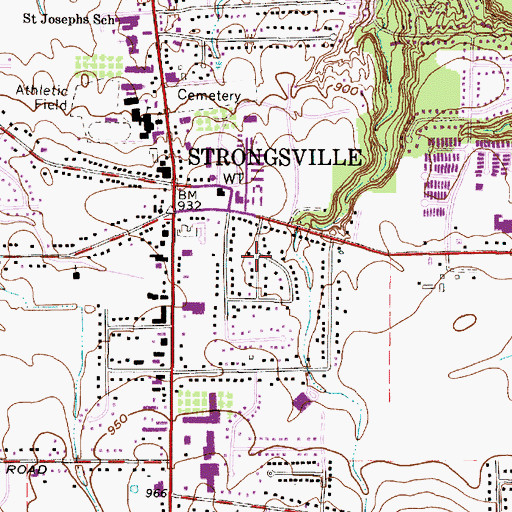 Topographic Map of City of Strongsville, OH
