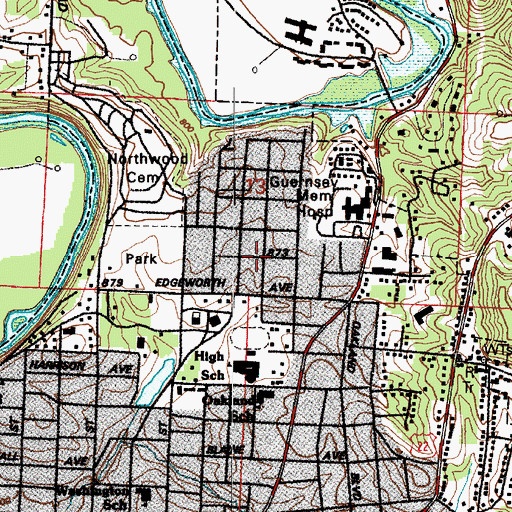Topographic Map of Township of Cambridge, OH