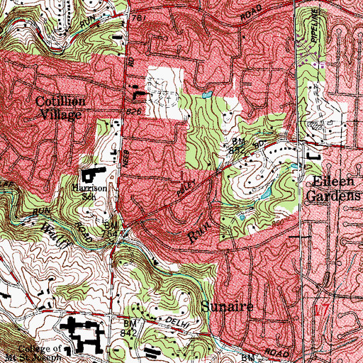 Topographic Map of Township of Delhi, OH