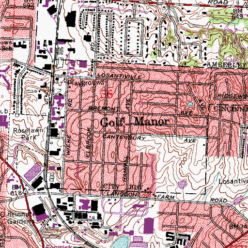 Topographic Map of Village of Golf Manor, OH