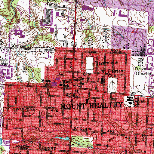 Topographic Map of City of Mount Healthy, OH