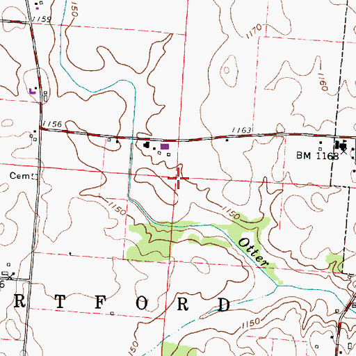 Topographic Map of Township of Hartford, OH