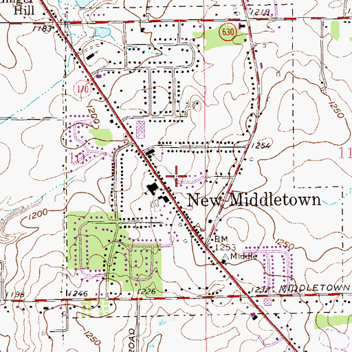 Topographic Map of Village of New Middletown, OH