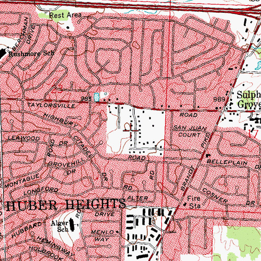 Topographic Map of City of Huber Heights, OH