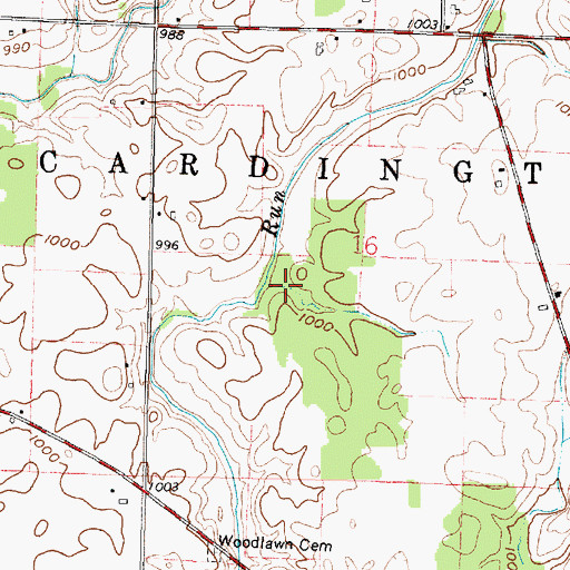 Topographic Map of Township of Cardington, OH