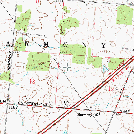 Topographic Map of Township of Harmony, OH