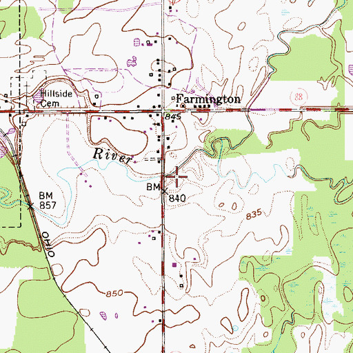 Topographic Map of Township of Farmington, OH