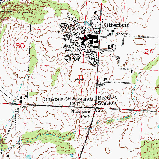 Topographic Map of Township of Turtlecreek, OH