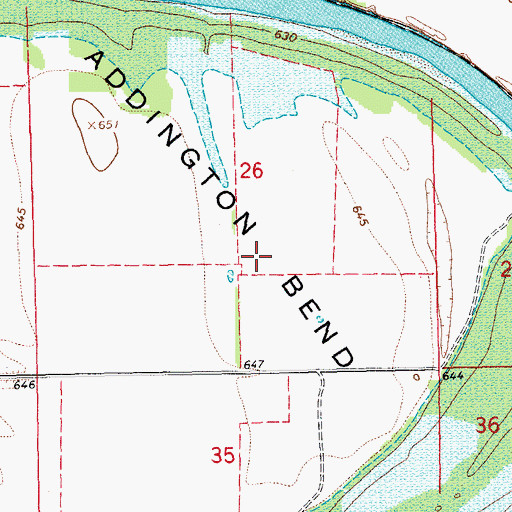 Topographic Map of Addington Bend, OK