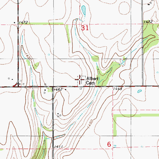 Topographic Map of Albert Cemetery, OK