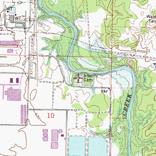 Topographic Map of Alberty Cemetery, OK