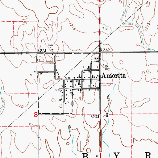 Topographic Map of Amorita, OK