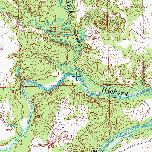 Topographic Map of Anadarche Creek, OK