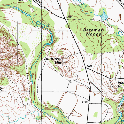 Topographic Map of Andrews Hill, OK