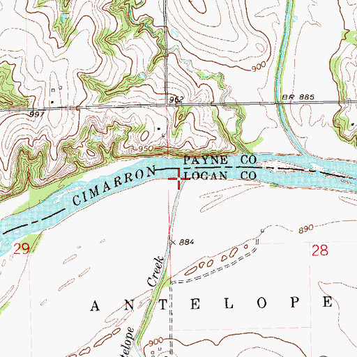 Topographic Map of Antelope Creek, OK