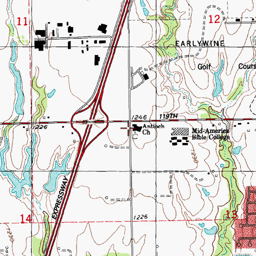 Topographic Map of Antioch Church, OK