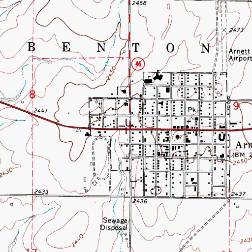 Topographic Map of Arnett, OK