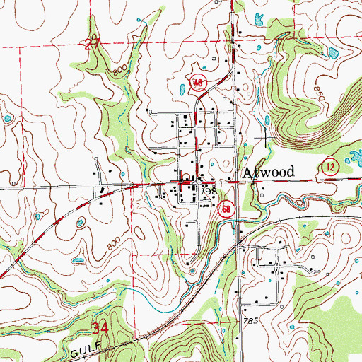 Topographic Map of Atwood, OK