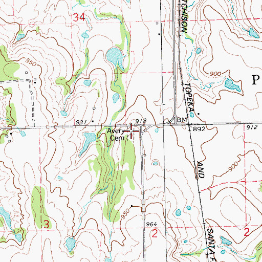 Topographic Map of Avery Cemetery, OK