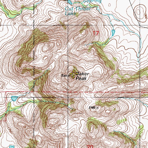 Topographic Map of Baker Peak, OK