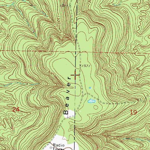 Topographic Map of Beaver Mountain, OK