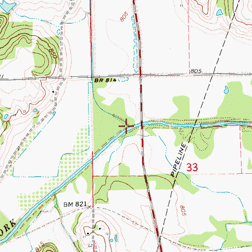 Topographic Map of Bellcow Creek, OK