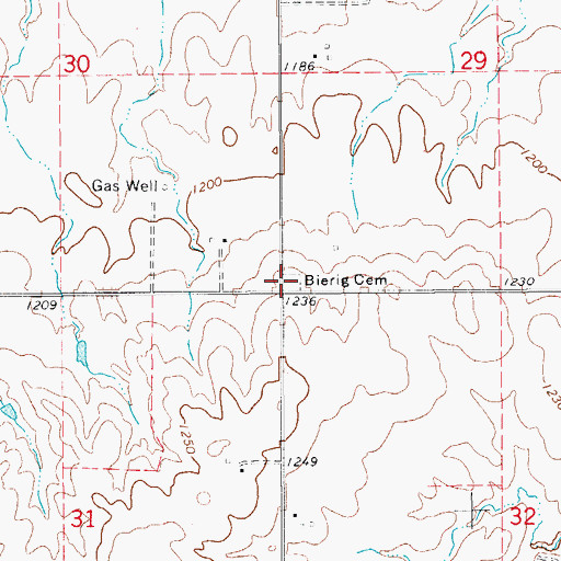 Topographic Map of Bierig Cemetery, OK