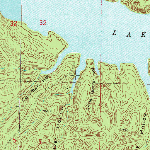 Topographic Map of Big Beaver Hollow, OK