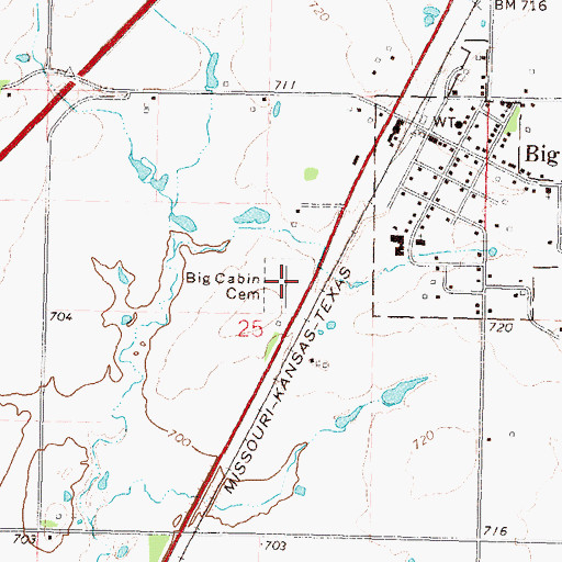 Topographic Map of Big Cabin Cemetery, OK