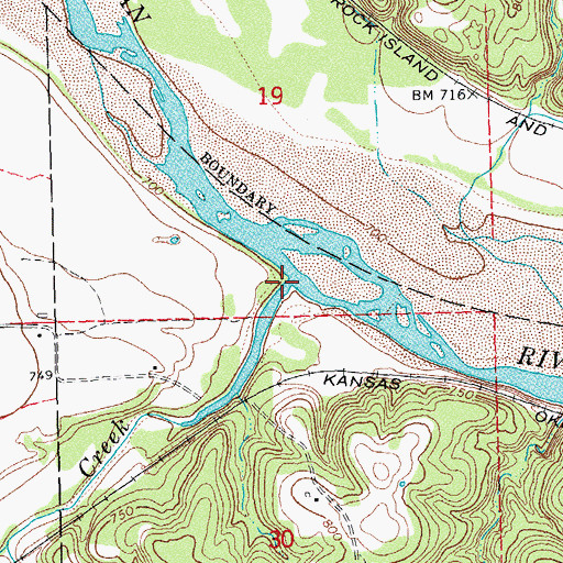 Topographic Map of Big Creek, OK