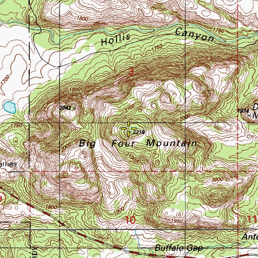 Topographic Map of Big Four Mountain, OK