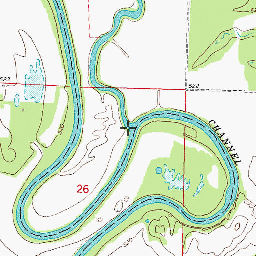 Topographic Map of Billy Creek, OK