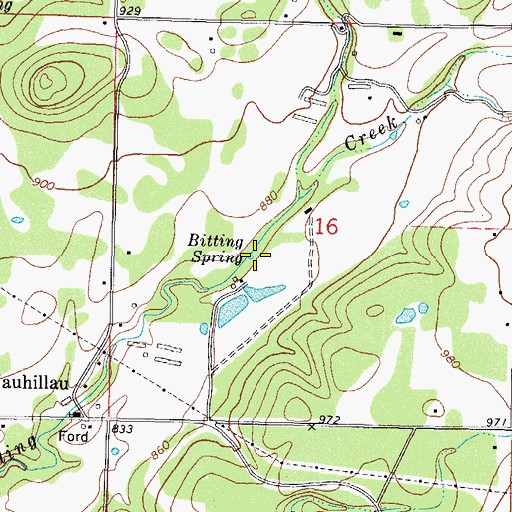 Topographic Map of Bitting Spring, OK
