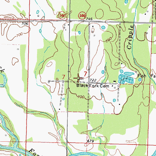 Topographic Map of Black Fork Cemetery, OK
