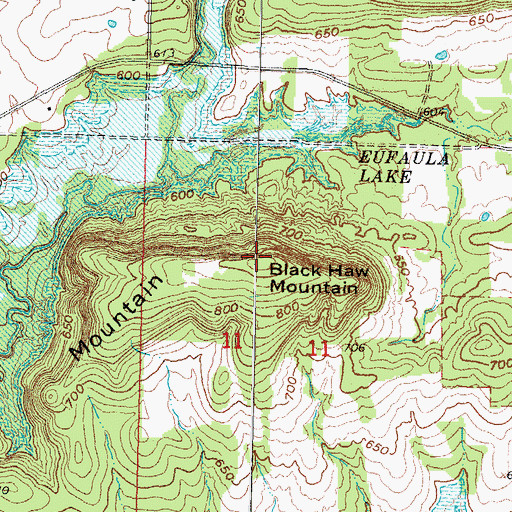 Topographic Map of Black Haw Mountain, OK