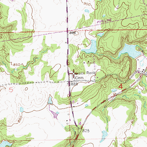 Topographic Map of Black Rock Cemetery, OK