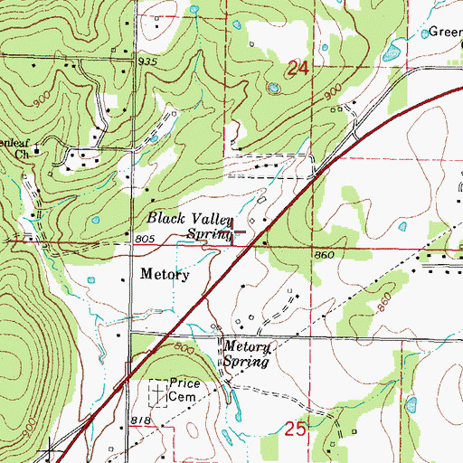 Topographic Map of Black Valley Spring, OK