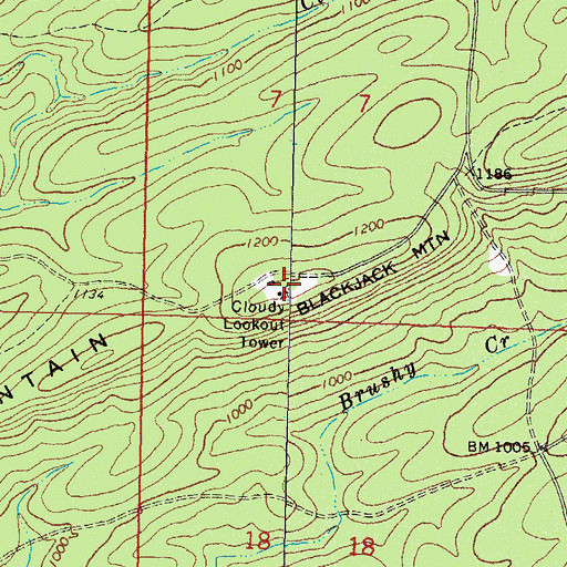 Topographic Map of Blackjack Mountain, OK