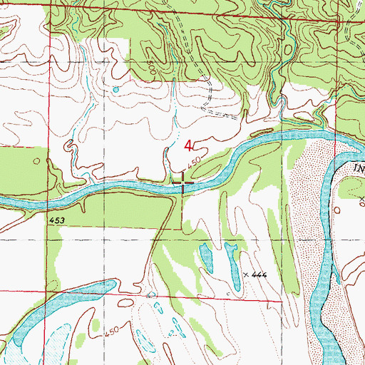 Topographic Map of Blue River, OK