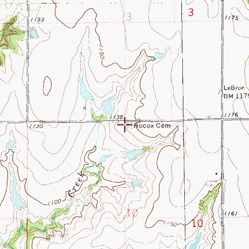 Topographic Map of Bocox Cemetery, OK