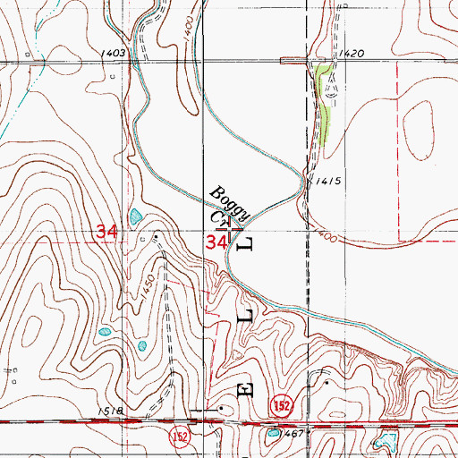 Topographic Map of Boggy Creek, OK