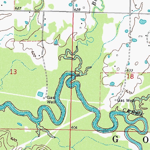 Topographic Map of Boiling Springs Creek, OK