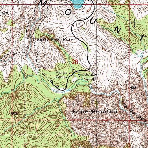 Topographic Map of Boulder Camp, OK
