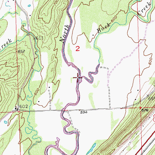 Topographic Map of Buck Creek, OK