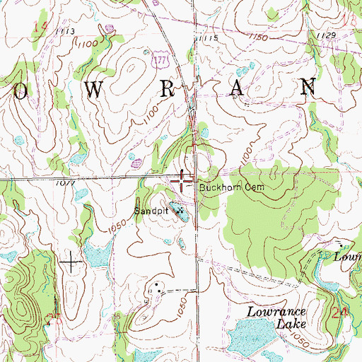 Topographic Map of Buckhorn Cemetery, OK