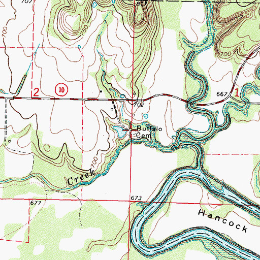 Topographic Map of Buffalo Cemetery, OK