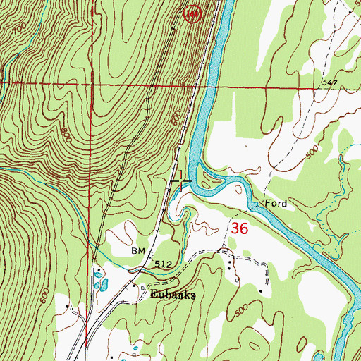 Topographic Map of Bull Creek, OK