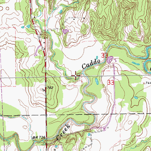 Topographic Map of Bullhead Creek, OK