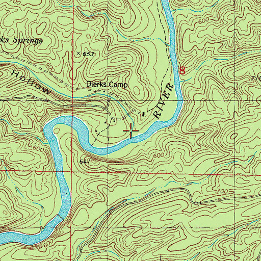 Topographic Map of Burks Hollow, OK